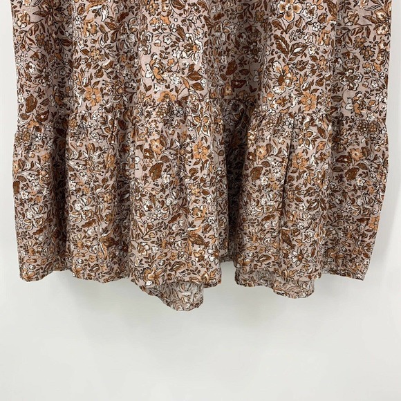 Universal Thread Midi Dress Size S Floral Ruffle Crew Neck Balloon Long Sleeve - Picture 4 of 8